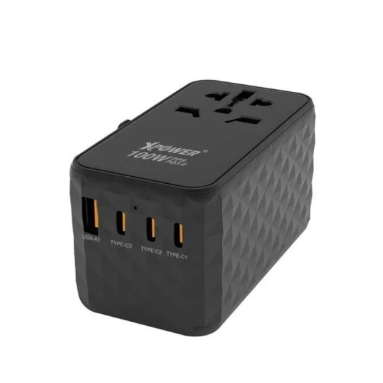 Xpower TA100 100 Watts 5 Output Gan PD Travel Adapter - Black